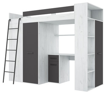 Antresola łóżko piętrowe VERANA lewa craft biały / grafit - BIM Furniture
