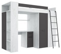 Antresola łóżko piętrowe VERANA prawa craft biały / grafit - BIM Furniture