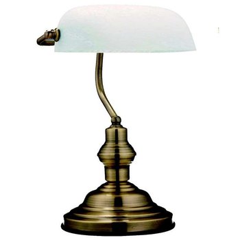 Antyczna LAMPA stojąca ANTIQUE  2492 Globo gabinetowa LAMPKA stołowa patyna biała - GLOBO