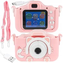 Aparat Cyfrowy Dla Dzieci Dziecka Fotograficzny Kotek 12Mpx + 4 Gry