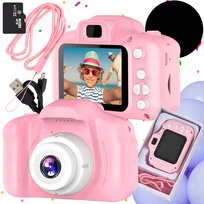 Aparat Cyfrowy Dla Dzieci Dziecka Fotograficzny Różowy Gry + Karta 32Gb