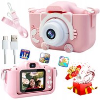 APARAT CYFROWY DLA DZIECI FOTOGRAFICZNY GRY KAMERA ZABAWKA KOTEK ETUI 40MPX