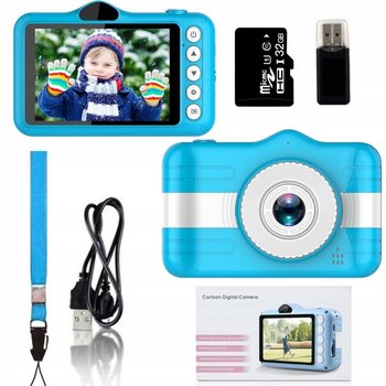 Aparat Cyfrowy Dla Dzieci Kamera 20 Mpx Zabawka Gry + Karta 32Gb, Niebieski - ZeeTech