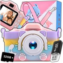 Aparat Cyfrowy Fotograficzny Dla Dzieci 40Mpx Kamera Zabawka Gry+Karta 32Gb