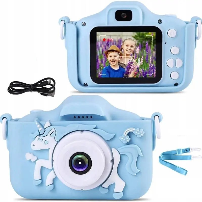 Aparat Cyfrowy Fotograficzny Dla Dzieci Full Hd Niebieski Jednorożec ...