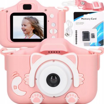 Aparat Cyfrowy Kotek Dla Dzieci Kamera Gry + Karta 32Gb - R2invest