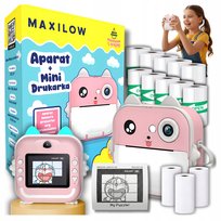 Aparat natychmiastowy Maxilow Drukuś 2.0 Różowy + 13 rolek