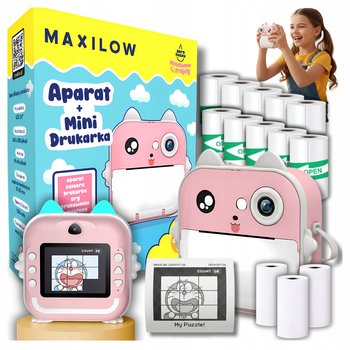 Aparat natychmiastowy Maxilow Drukuś 2.0 Różowy + 13 rolek - Maxilow