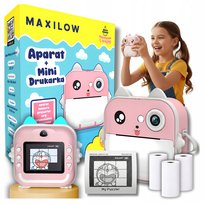 Aparat natychmiastowy Maxilow Drukuś 2.0 Różowy + 3 Rolki