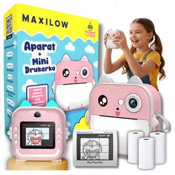 Aparat natychmiastowy Maxilow Drukuś 2.0 Różowy + 3 Rolki - Maxilow