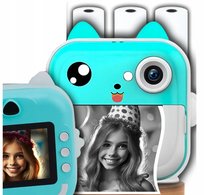 Aparat Natychmiastowy Mini Drukarka Drukuś Dla Dzieci + 10 Rolek Niebieski