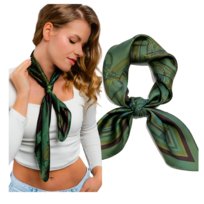 Apaszka Chusta Satynowa Zielona pod Szyję do Włosów Lekka Z Połyskiem