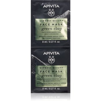 Apivita Express Beauty Green Clay maseczka oczyszczająco-wygładzająca z zielonej glinki 2 x 8 ml - APIVITA