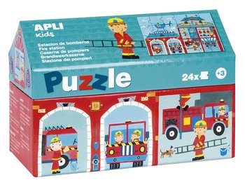 Apli kids, puzzle, W straży pożarnej, w kartonowym domku, 24 el. - APLI Kids