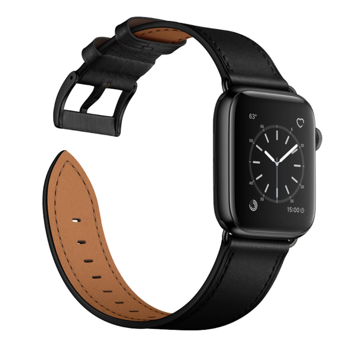 Apple Watch 41mm / 40mm / 38mm Czarny pasek z prawdziwej skóry - Avizar ...