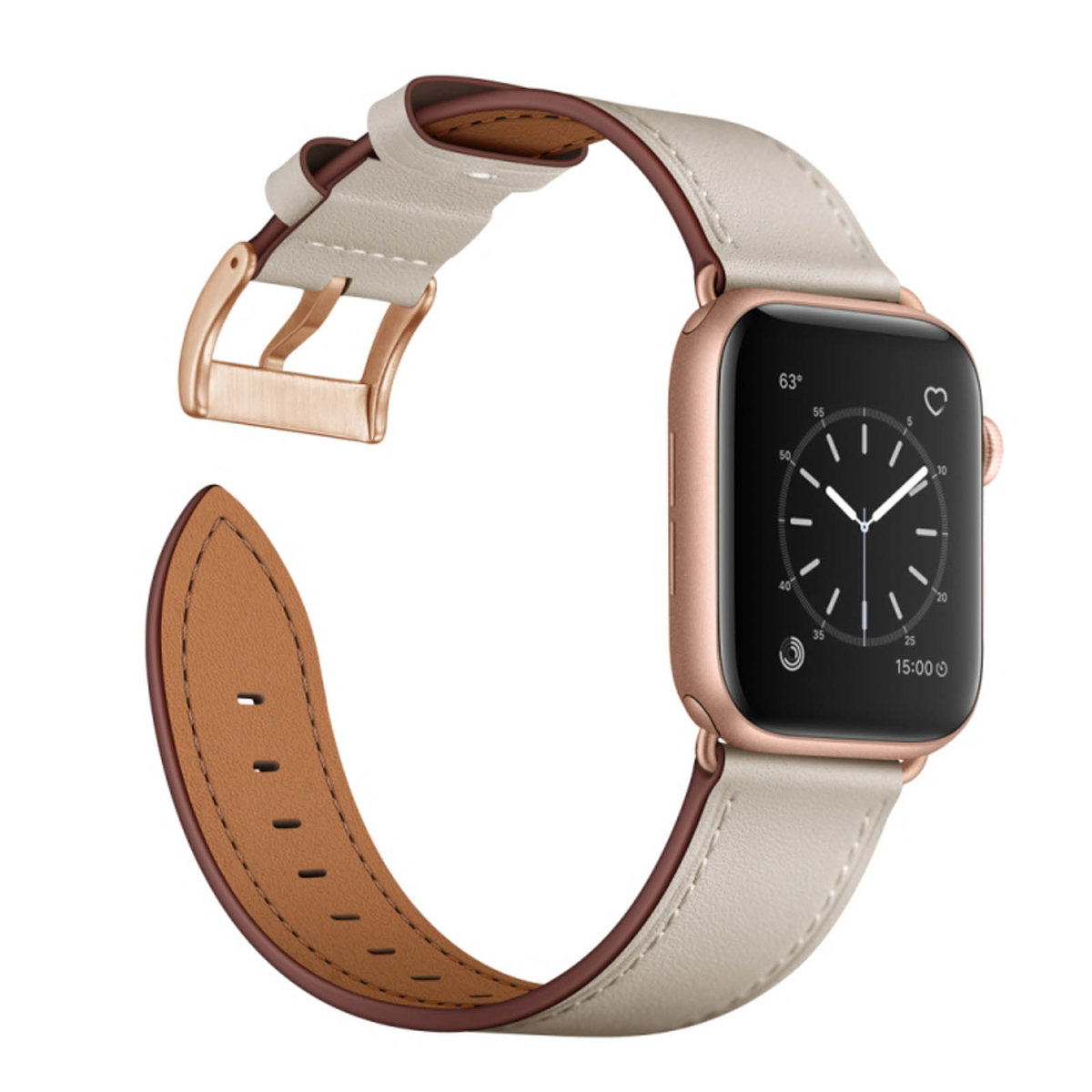 Apple Watch 41mm / 40mm / 38mm Pasek z prawdziwej skóry beżowy - Avizar ...