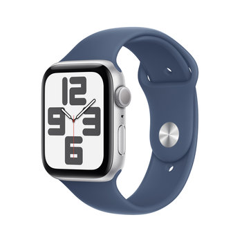 Apple Watch SE GPS 44mm z aluminium w kolorze srebrnym z paskiem sportowym w kolorze denim - M/L - Apple
