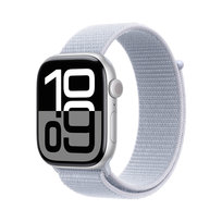 Apple Watch Series 10 GPS 42mm z aluminium w kolorze srebrnym z opaską sportową w kolorze błękitnego obłoku