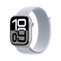 Apple Watch Series 10 GPS 46mm z aluminium w kolorze srebrnym z opaską sportową w kolorze błękitnego obłoku