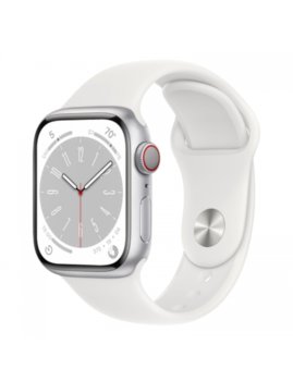 Apple Watch Series 8 41mm GPS + Cellular Silver Aluminium Case/White Sport Band - Regular - Apple