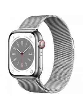 Apple Watch Series 8 GPS + Cellular 41mm Silver Stainless Steel Case with Silver Milanese Loop - Apple