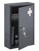 Apteczka domowa wieszana na klucz szara metal