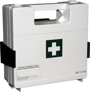 Apteczka pierwszej pomocy przemysłowa zakładowa przenośna z wieszakiem i wyposażeniem DIN 13164 + aparat do sztucznego oddychania - PK-MOT
