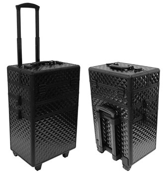 Aptel, Mobilny kufer kosmetyczny aluminiowy trolley duży 61x36cm ca19a, Czarny - APTEL