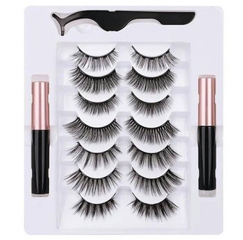 Aptel, Rzęsy Magnetyczne 7 Par + Pęseta + Eyeliner X 2 9x03mm Ag851b - APTEL