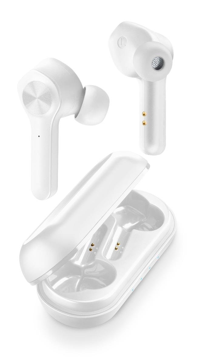 AQL Elusion, douszne słuchawki Bluetooth True Wireless z mikrofonem i etui ładującym, białe