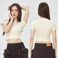 ARKIM KOSZULKA DAMSKA KREMOWA ROZMIAR "M" |BASIC COTTON CROP TOP SLIM FIT Inna marka