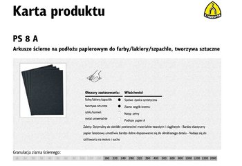 Arkusze ścierne na podłożu papierowym KLINGSPOR, 230 mm, 280 mm ps8a na mokro, gr. 280 /50szt. - KLINGSPOR