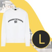 Armani Exchange Bluza Męska Bawełniana Biała Bez Kaptura Duży Napis r. L