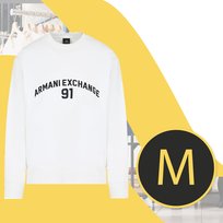 Armani Exchange Bluza Męska Bawełniana Biała Bez Kaptura Duży Napis r. M