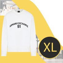 Armani Exchange Bluza Męska Bawełniana Biała Bez Kaptura Duży Napis r. XL