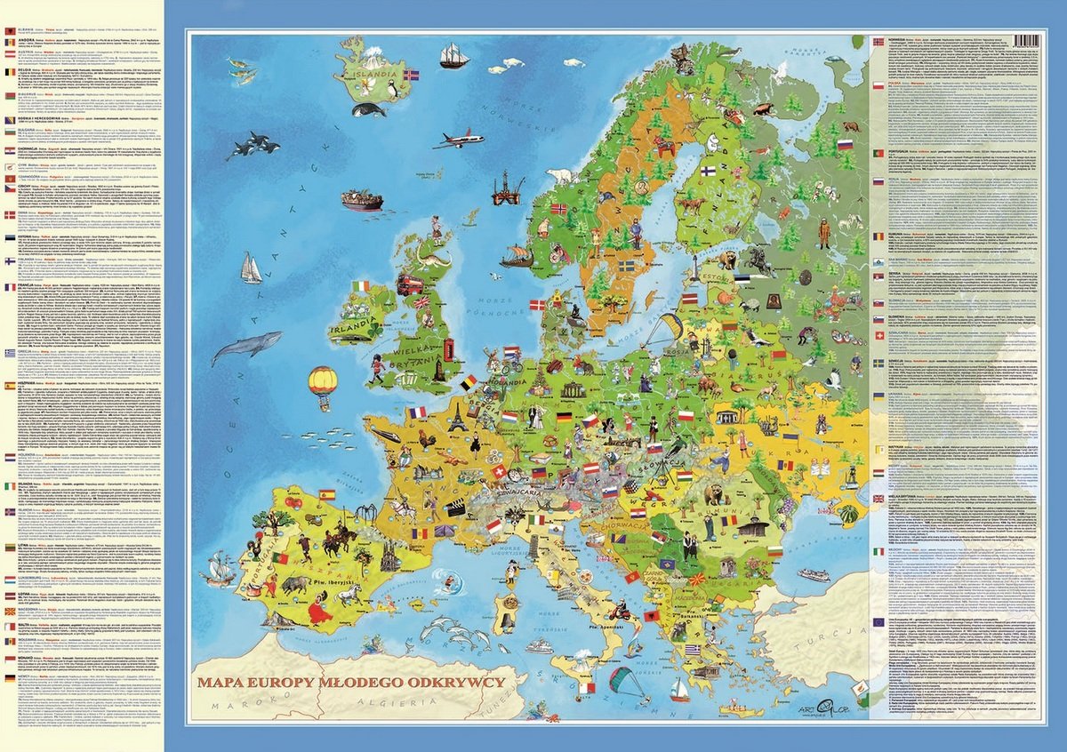 Zdjęcia - Gra planszowa Artglob , Europa Młodego Odkrywcy MIDI mapa ścienna dla dzieci na podkładzi 