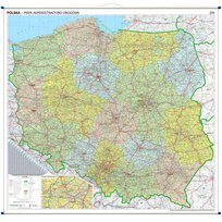ArtGlob, Polska mapa ścienna administracyjno-drogowa z tablicami rejestracyjnymi 1:500 000 Artglob