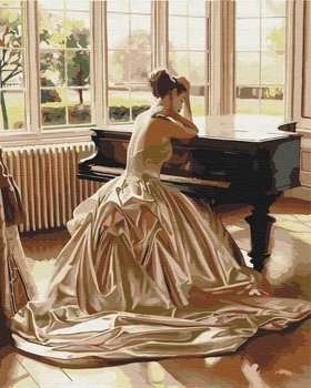 Artnapi 40x50cm Obraz Do Malowania Po Numerach Na Drewnianej Ramie - Dziewczyna przy fortepianie 40x50 - artnapi