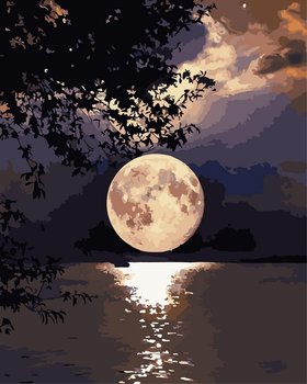 Artnapi 40x50cm Obraz Do Malowania Po Numerach Na Drewnianej Ramie - Księżyc Nad Wodą - artnapi