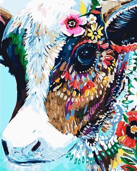 Artnapi 40x50cm Obraz Do Malowania Po Numerach Na Drewnianej Ramie - Kwiatowa Krowa - artnapi