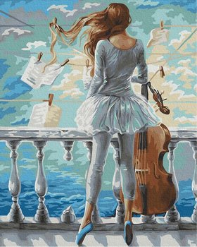 Artnapi 40x50cm Obraz Do Malowania Po Numerach Na Drewnianej Ramie - Morze i wiolonczela - artnapi