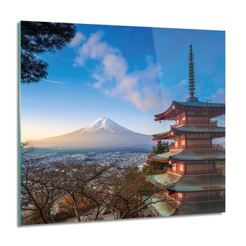 ArtprintCave, Fuji góra świątynia Obraz szklany ścienny, 60x60 cm - ArtPrintCave