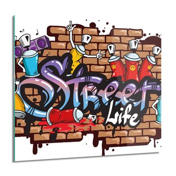 ArtprintCave, Graffiti street life kwadrat Foto szklane, 60x60 cm - ArtPrintCave