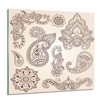 ArtprintCave, Henna tatuaż kwiaty kwadrat Foto na szkle, 60x60 cm - ArtPrintCave