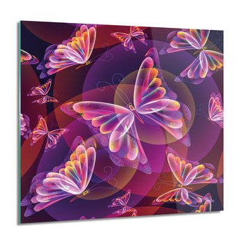 ArtprintCave, Motyle neon iluzja obraz szklany ścienny, 60x60 cm - ArtPrintCave