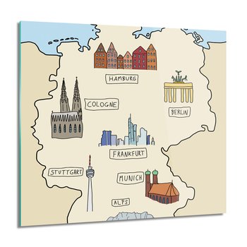 ArtprintCave, Niemcy mapa grafika obraz na szkle ścienny, 60x60 cm - ArtPrintCave