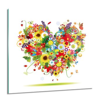 ArtprintCave, Obraz na szkle, Serce kwiaty motyl, 60x60 cm - ArtPrintCave