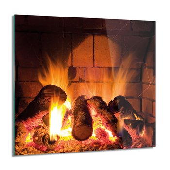 ArtprintCave, Ogień drewno kominek grafika obraz na szkle, 60x60 cm - ArtPrintCave
