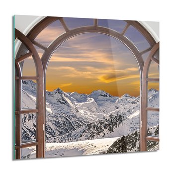 ArtprintCave, Okno widok góry zima foto szklane na ścianę, 60x60 cm - ArtPrintCave
