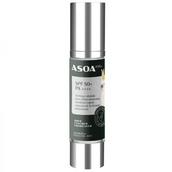 Asoa, Krem z filtrem chemicznym ochrona UVA UVB HEV SPF 50+ PA++++ - Asoa
